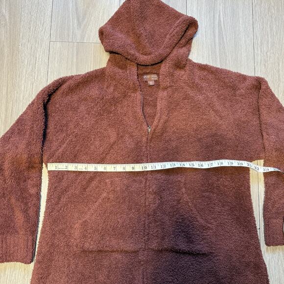 Barefoot Dreams S/M CozyChic Zip Hooded Lounger Robe Brown Soft Cozy - Picture 5 of 16